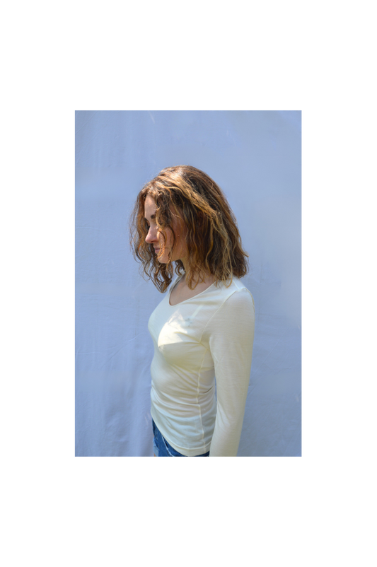 Tee-Shirt Laine et Soie Ecru