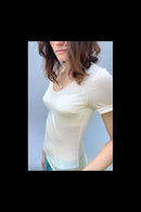 Tee-Shirt Laine et Soie, sous-vêtement laine et soie, tee-shirt soie ecru, tee-shirt laine, vêtement soie, vêtement laine