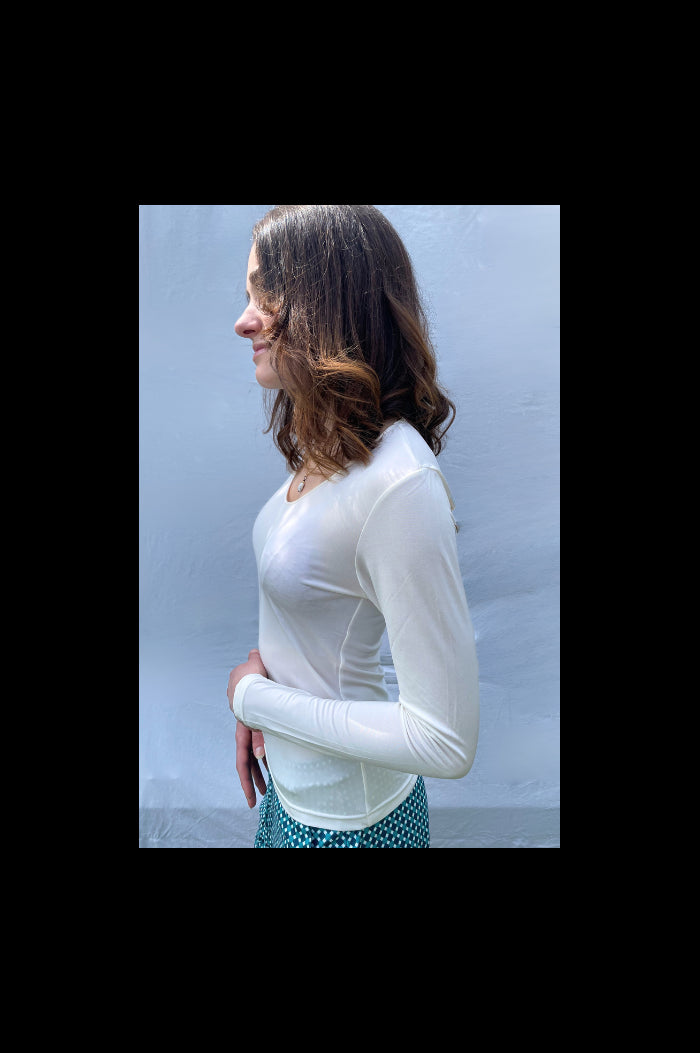Tee-Shirt Manches Longues Soie Ecru