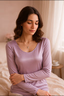Tee-shirt manches longues soie parme
