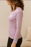 Tee-shirt manches longues soie parme
